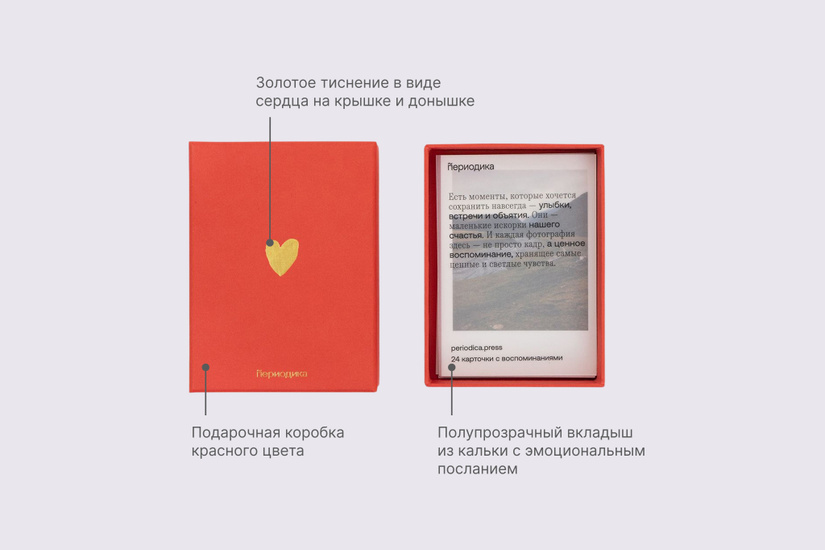 Полароидные снимки в красной подарочной коробке 